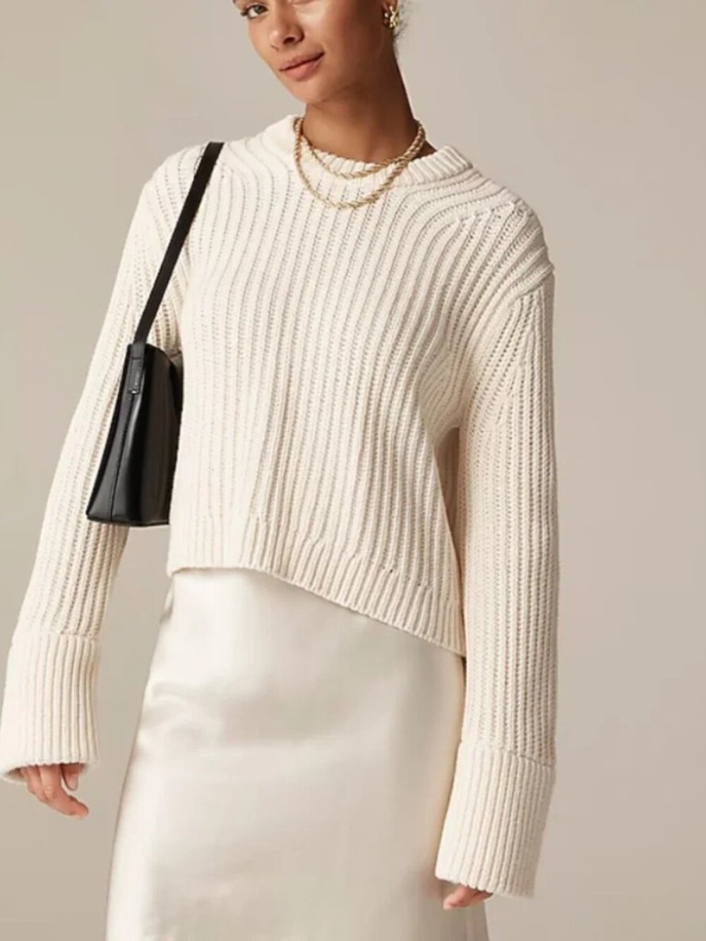 J.Crew Heritage Cotton Fisherman Crewneck Sweater – Cream – Size Medium